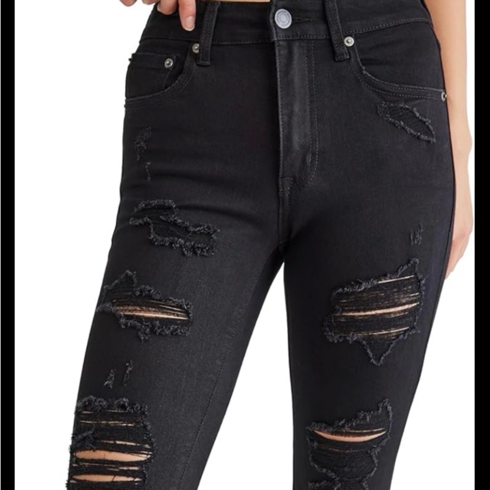 American Eagle Outfitters Black Distressed Skinny Jeans